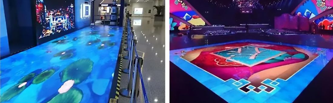 Interactive LED dance floor lit up at an event
